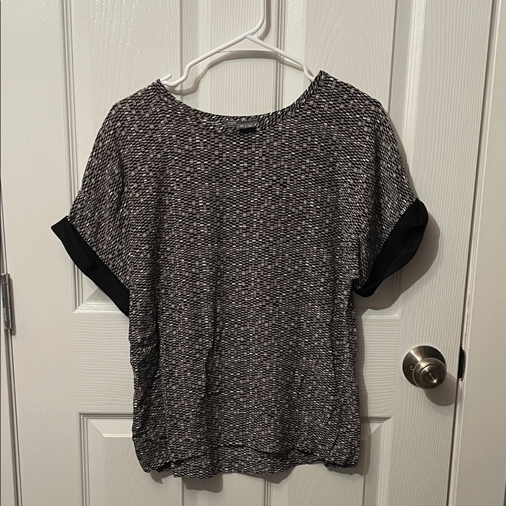 Vince Black and White Textured Blouse